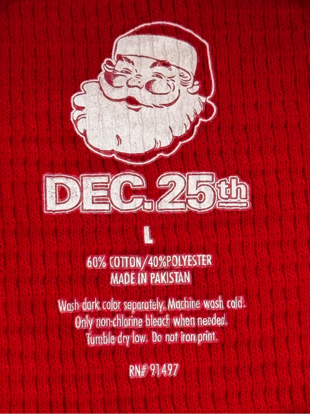 NWOT Dec 25th Size L Red Waffle Knit Long Sleeve Sweater Santa HoHoHo - Picture 4 of 4